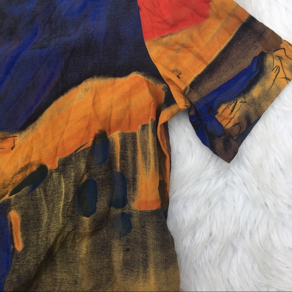 Woven Abstract Print Boxy Top